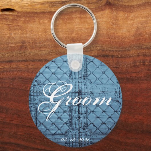 Groom Sleutelhanger rustieke Tin Paneel Plafondlan (Voorkant)