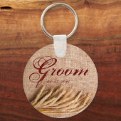 Groom Sleutelhanger Tarwe op Burlap Sack Country R (Voorkant)