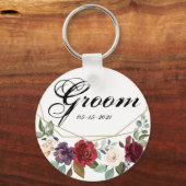 Groom Sleutelhanger Wit Roses Goud Geometrisch (Voorkant)