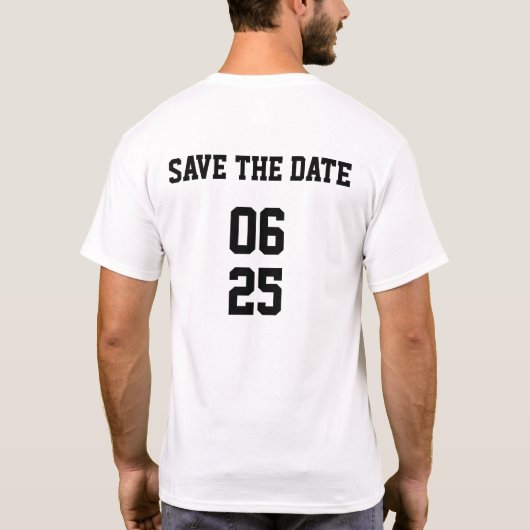 Groom Sports Style Matching Paar Sla de datum op T-shirt (Achterkant)