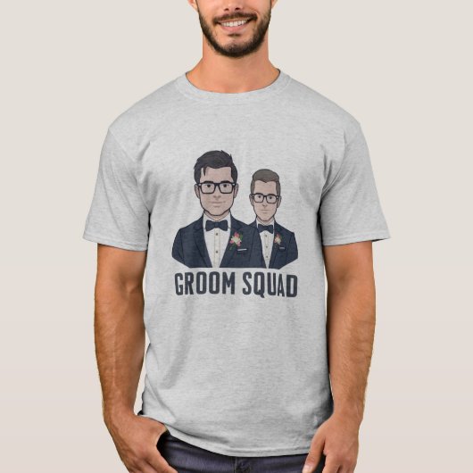 Groom Squad - Cartoon Groomsmen T-Shirt (Voorkant)