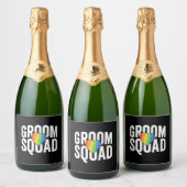 Groom Squad LGBT Pride Gay Bachelor Wedding Sparkling Wijnetiket (Flessen)