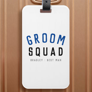 Groom Squad Modern Bachelor Groomsman Stylish Bagagelabel