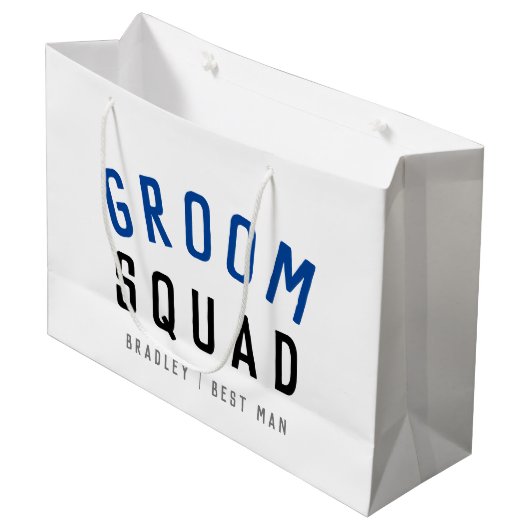 Groom Squad | Modern Bachelor Groomsman Stylish Groot Cadeauzakje (Voorkant Gekanteld)