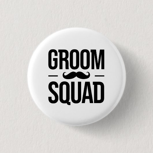Groom Squad Mustache Ronde Button 3,2 Cm (Voorkant)