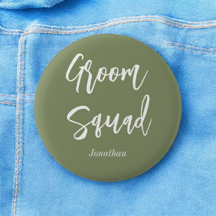Groom Squad Sage Green White Button