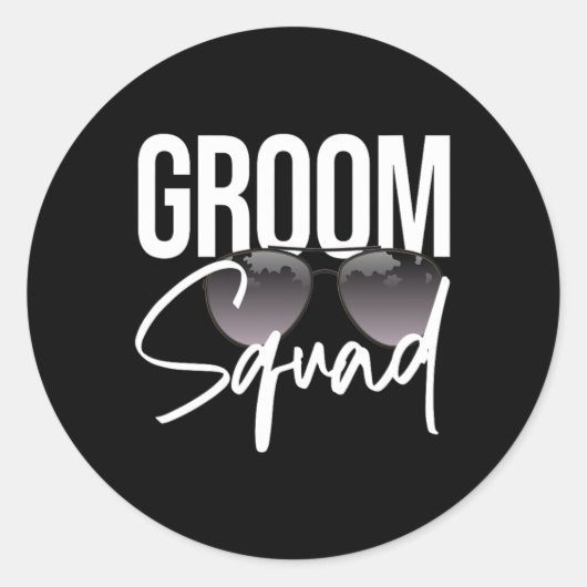 Groom Squad Sungles Wedding Matching Bachelor Part Ronde Sticker (Voorkant)