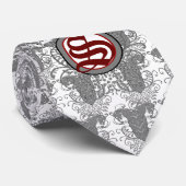 Groom Stropdas  Lion Rampant Grey Swirls (Opgerold)