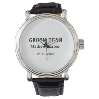 Groom team groomsman name date bachelore party horloge
