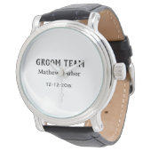 Groom team groomsman name date bachelore party horloge (Gekanteld)