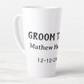Groom team groomsman name date bachelore party latte mok (Linkerhoek)