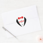 Groom Tex-Black Tuxedo & Red Bowtie Ronde Sticker