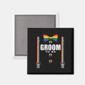 Groom To Be Gay LGBTQ Pride Rainbow Flag Wedding B Magneet (Voorkant / Achterkant)