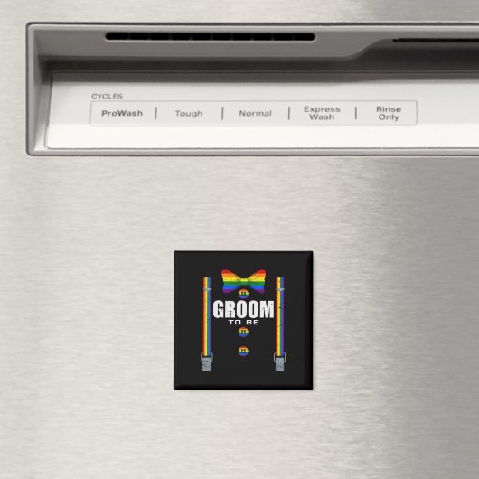 Groom To Be Gay LGBTQ Pride Rainbow Flag Wedding B Magneet (Insitu (Vaatwasser))