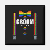 Groom To Be Gay LGBTQ Pride Rainbow Flag Wedding B Magneet (Voorkant)