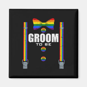 Groom To Be Gay LGBTQ Pride Rainbow Flag Wedding B Magneet