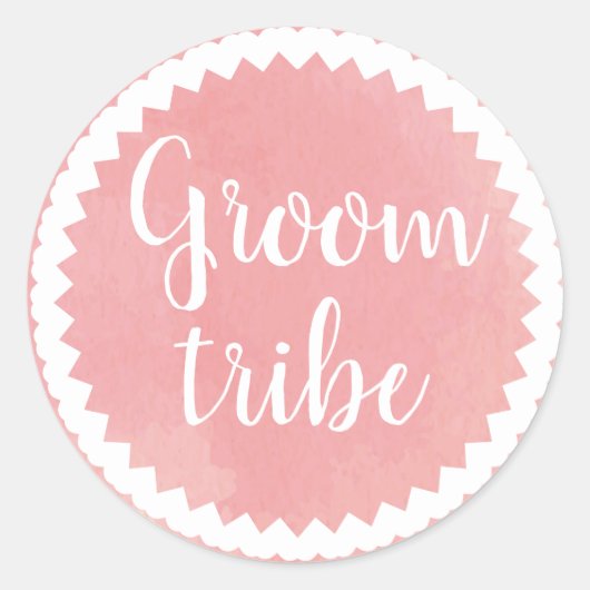 Groom Tribe Roze Klassieke Ronde Sticker (Voorkant)