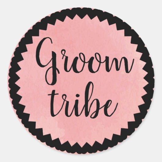 Groom Tribe Roze Klassieke Ronde Sticker (Voorkant)