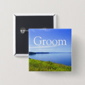 Groom trouwknop. Nationaal park Grand Teton. Vierkante Button 5,1 Cm (Voorkant /achterkant)