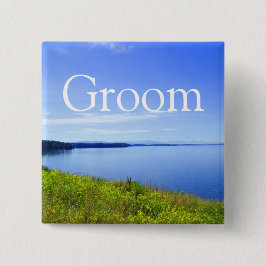 Groom trouwknop. Nationaal park Grand Teton. Vierkante Button 5,1 Cm