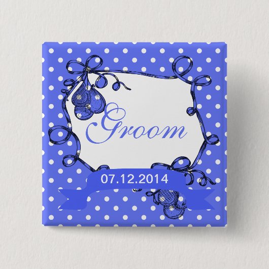 Groom trouwknop vierkante button 5,1 cm (Voorkant)