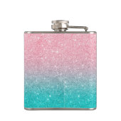 Groom Turquoise en roze glitter ombre Heupfles (Achterkant)