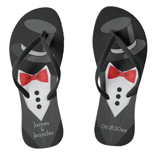 Groom Tuxedo Custom Teenslippers (Voetbed)