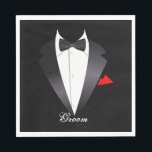 Groom Tuxedo Shirt - Papier Napkins Servet<br><div class="desc">Ik hoop dat je van deze mooie papieren luiers geniet met dit elegante Tuxedo-Shirt en Groom erop. Dit zou perfect zijn voor die Bachelor Party die je zou willen hebben en er zijn papieren bekertjes en papieren borden die je wilt aanpassen. https://www.zazzle.com/store/artzdizigns</div>