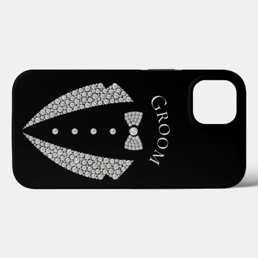 Groom Tuxedo Silver Typography Black Wedding Case-Mate iPhone Case (Achterkant (horizontaal))