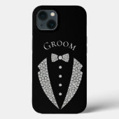 Groom Tuxedo Silver Typography Black Wedding Case-Mate iPhone Case (Achterkant)