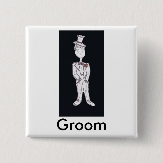Groom Tuxedo Vierkante Button 5,1 Cm (Voorkant)