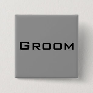 Groom Vierkante Button 5,1 Cm
