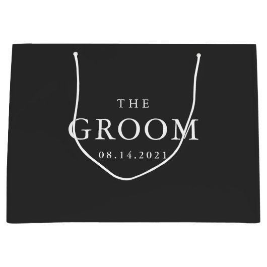 Groom Weddenschap Simple Classic Black en White Groot Cadeauzakje (Voorkant)