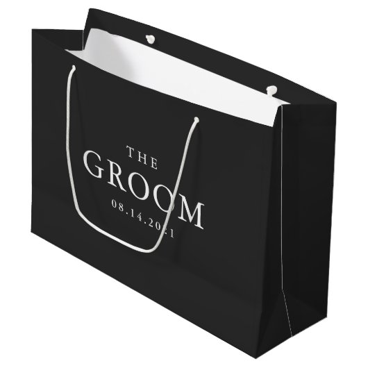 Groom Weddenschap Simple Classic Black en White Groot Cadeauzakje (Voorkant Gekanteld)