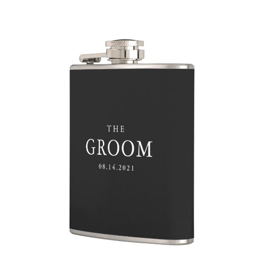Groom Weddenschap Simple Classic Black en White Heupfles (Links)