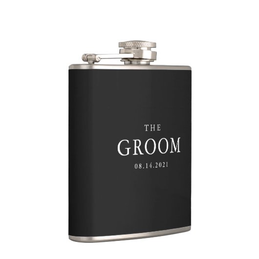 Groom Weddenschap Simple Classic Black en White Heupfles (Rechts)