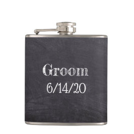 Groom Wedding Black Chalkboard Whisky Flask Heupfles