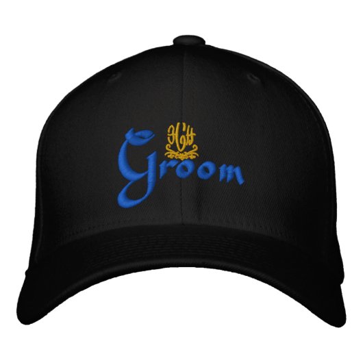 Groom Wedding Black Geborduurde Pet (Voorkant)