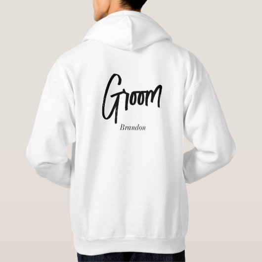 Groom Wedding Black Script T-Shirt (Achterkant)