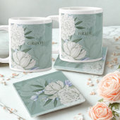 Groom Wedding Gift – Sage Green & Peonies Floral Grote Koffiekop