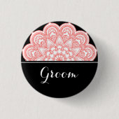 Groom Wedding Mandala Art Ronde Button 3,2 Cm (Voorkant)