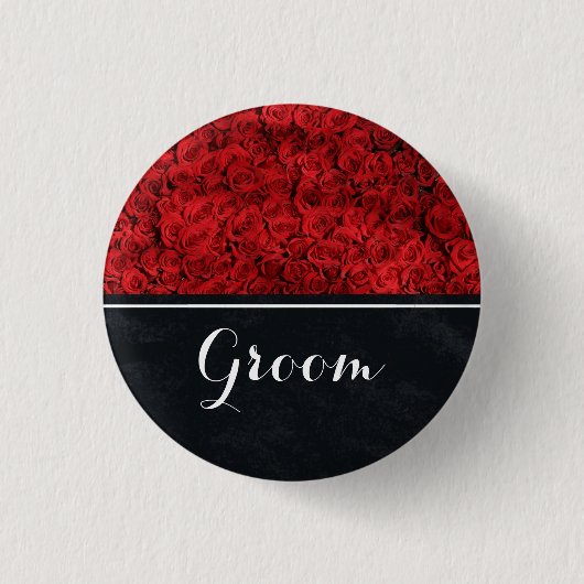 Groom Wedding Red Roses Ronde Button 3,2 Cm (Voorkant)