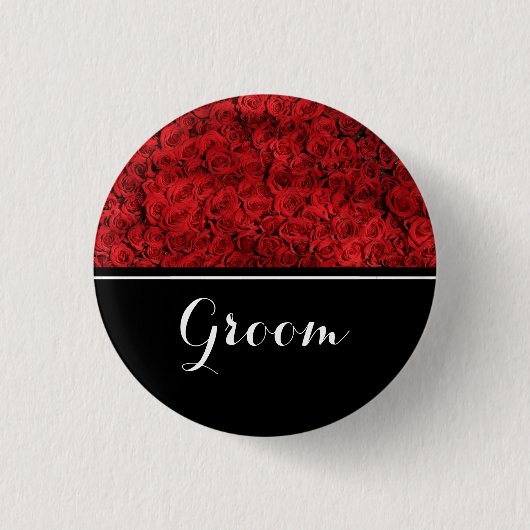 Groom Wedding Red Roses Ronde Button 3,2 Cm (Voorkant)