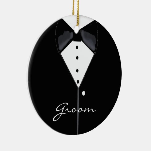 Groom Wedding Tuxedo Keramisch Ornament (Rechts)