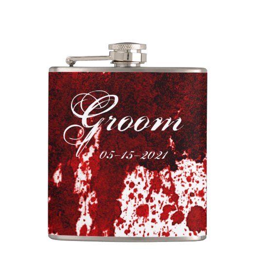 Groom Whiskey Flask Bloed Splatter Vampier Gothic Heupfles (Voorkant)