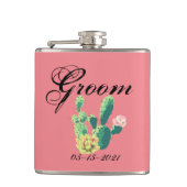Groom Whiskey Flask Bohemian Cactus Succulents Des Heupfles (Voorkant)