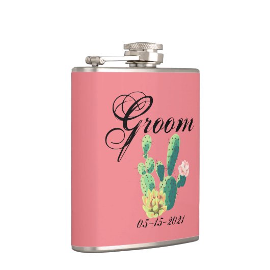 Groom Whiskey Flask Bohemian Cactus Succulents Des Heupfles (Rechts)