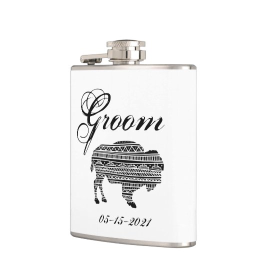 Groom Whiskey Flask Boho Buffalo Tribal Pattern Bo Heupfles (Links)