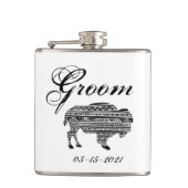 Groom Whiskey Flask Boho Buffalo Tribal Pattern Bo Heupfles (Voorkant)