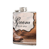 Groom Whiskey Flask Cowboy Boots Schuur Hout Rusti Heupfles (Links)